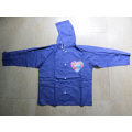 Funktionelle PVC-Beschichtung Wasserdichte Kinder Regenjacke mit Kapuze